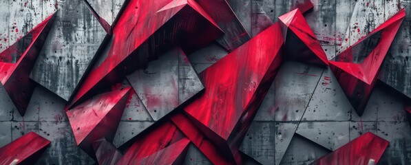 red abstract red pattern geometric pattern, in the style of gray and black, futurism influence
