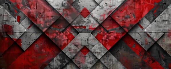 red abstract red pattern geometric pattern, in the style of gray and black, futurism influence