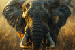 Pensive gaze, ivory tusks, nurturing matriarchs, close elephant encounter.