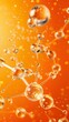 Orange Background with Molecules and Balls in Liquids