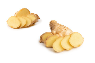 Wall Mural - Ginger root isolated on white background.