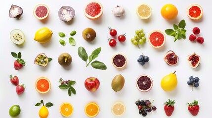 Poster - Fresh produce displayed on a clean white background, perfect for food and nutrition concepts