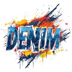 denim jeans premium goods, white background, in the style of bold posters, logo, minimalist typography