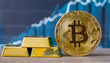 bitcoin gold graph background, an image that represents money that does not depreciate