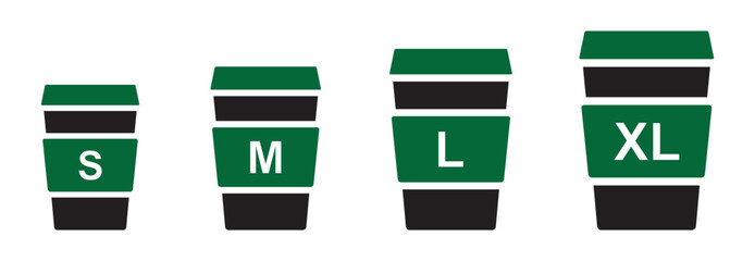 Drink cup size set icon, vector illustration