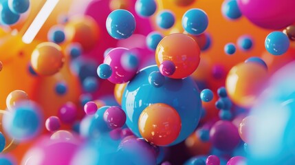 Poster - Colorful balls floating in the air, perfect for festive designs