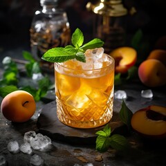 Apricot Brandy Smash drinks on a Table with Beautiful Lighting a Table