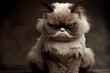Portrait of an angry sullen cat. Grumpy cat.
