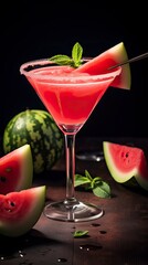 Wall Mural - Watermelon Martini drinks on a Table with Beautiful Lighting