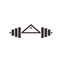 Wall Mural - barbell gym  home icon logo vector