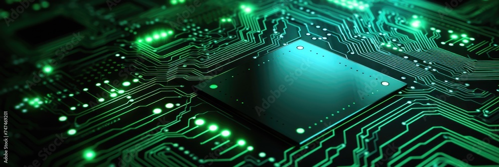 Green Technology Background. Futuristic Digital Motherboard Texture ...
