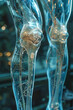 diagram of human veins, transparent glass veins, knee joint,generative ai