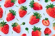 seamless pattern with strawberries. Abstract cartoon strawberries in cute seamless repeating pattern