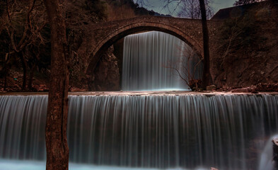 Wall Mural - waterfall and bridge