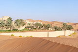 Fototapeta Londyn - Desert resort in the Rub' al Khali desert, Empty Quarter, Abu Dhabi, United Arab Emirates