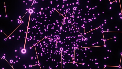 Wall Mural - plexus of abstract lines, triangles and dots. design. abstract endless digital world of purple color