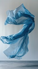 Wall Mural - Floating blue fabric