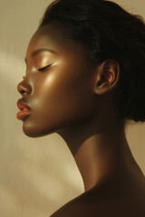 Wall Mural - Summer Beauty Editorial - Portrait of gorgeous black model - skincare photography