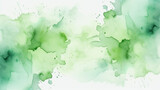 Fototapeta Miasto - fresh green watercolor surface with splatters on white background, illustration