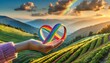 Autism infinity rainbow symbol sign in kid hand. World autism awareness day, autism rights movement, neurodiversity, autistic acceptance movement