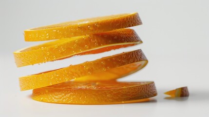 Freshly sliced oranges on a clean white background. Perfect for food and nutrition concepts