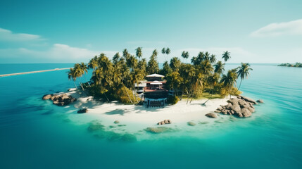 Beautiful view of tropical islands. Tropical island beach. Island beach on tropical landscape. Tropical sea beach panorama