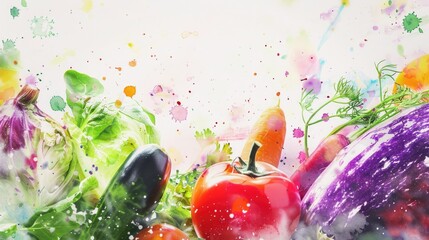 Wall Mural - Assorted vegetables on a wooden table, perfect for food and nutrition concepts