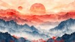 Chinese landscape art wallpaper with abstract hand painted ink. Suitable for prints, wallpapers, wall art, graphic design, social media, posters, gallery walls, and t-shirts.
