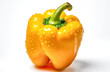 Frische gelbe Paprika Schote, freigestellt vor neutralem Hintergrund, Generative AI