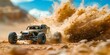 Off-Road Vehicle Kicking Up Desert Dust. Generative ai