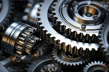 Poster - Detailed close up of gears, ideal for industrial concepts