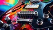 Close-up of a guitar with vibrant background. Perfect for music-related projects