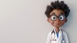 3d Cute afro american female doctor with stethoscope.