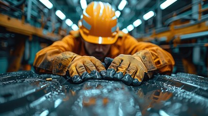 Aufkleber - Close-up of a worker repairing a car. Generative AI.
