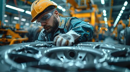 Aufkleber - Close-up of a worker repairing a car. Generative AI.