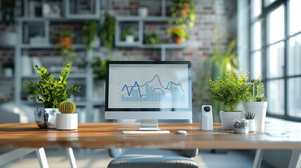 Wall Mural - dashboard on table at office desk. generative ai.