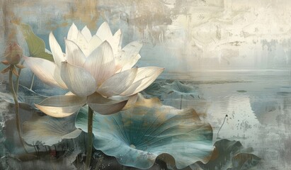 Wall Mural - lotus in the style of muted tones Generative AI