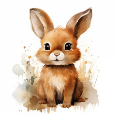 Wall Mural - Cute rabbit on a white background