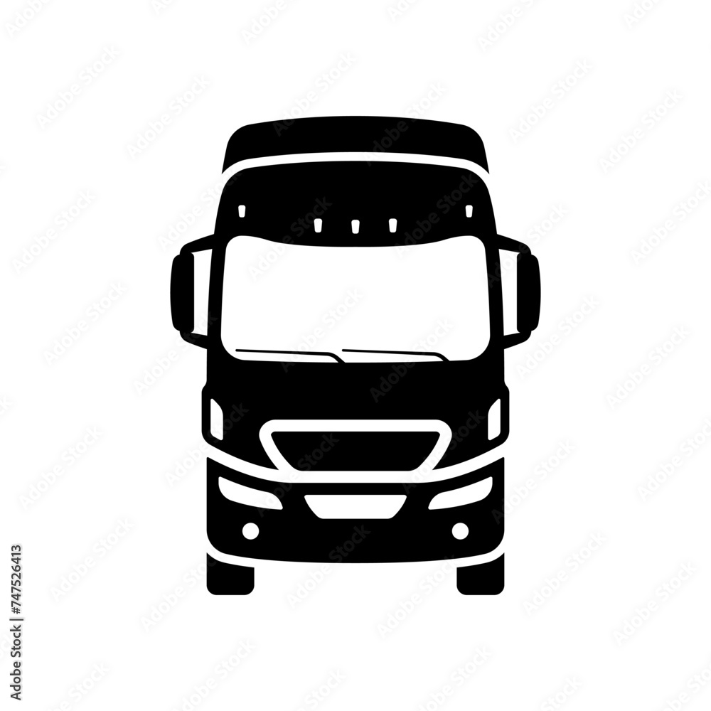 Truck icon. Black silhouette. Front view. Vector simple flat graphic ...