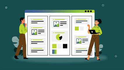 Wall Mural - data analysis. business content. graph, pie chart, info graphic flat illustration vector