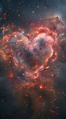 Wall Mural - A celestial spectacle with love-themed galaxies arranged in a heart shape, bathed in technology-inspired hues. Ð¡osmic fusion. For Valentine's Day and International Women's Day on March 8th