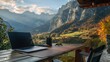 laptop in the mountains