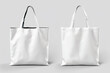 Front and back view of white tote bag for mock up design