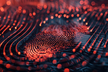 Wall Mural - a close up of a fingerprint on a red background