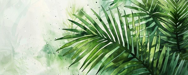 Palm sunday soncept illustration, Generative AI watercolor background