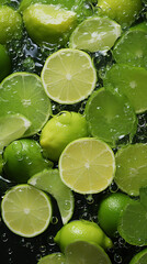 Wall Mural - Fresh lime dropped into water with splash