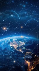 Wall Mural - celestial connections: us enveloped by an interconnected satellite