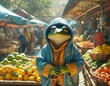 Market Encounter: Frog in a Hooded Jacket Makes a Splash