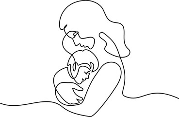 Wall Mural - Happy Mother day card. Mother kissing baby.