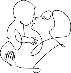 Wall Mural - Happy Mother day card. Mother kissing baby.